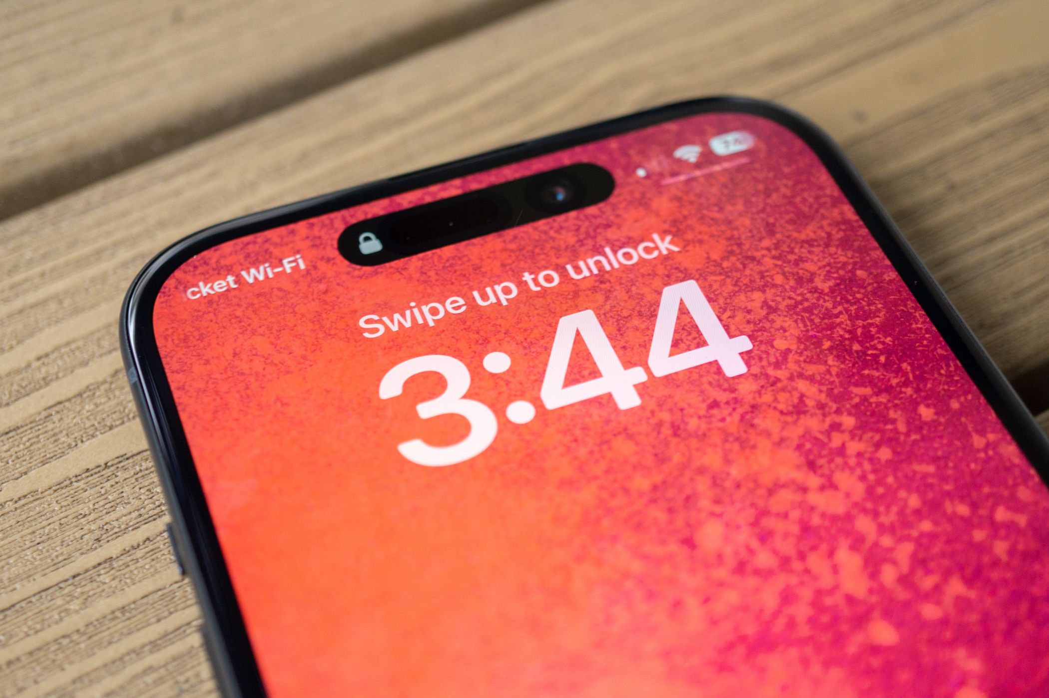 An iPhone with the time displayed.