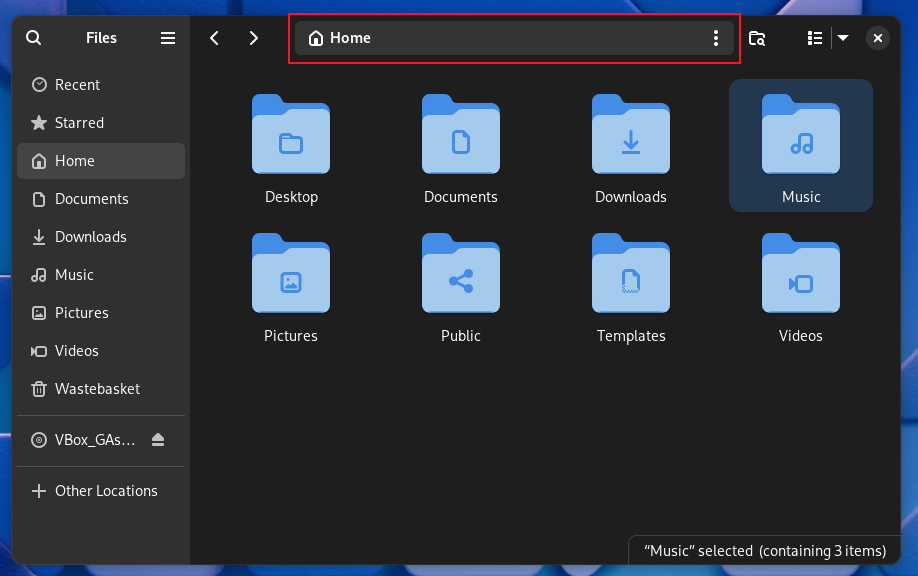 The global search bar in Files