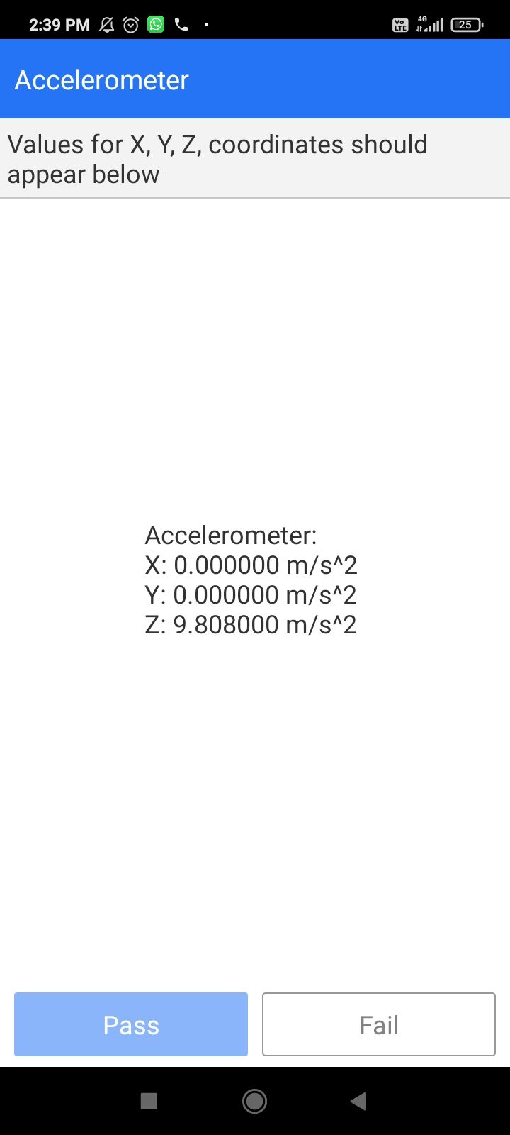 accelerometer Accelerometer test in progress on Android.