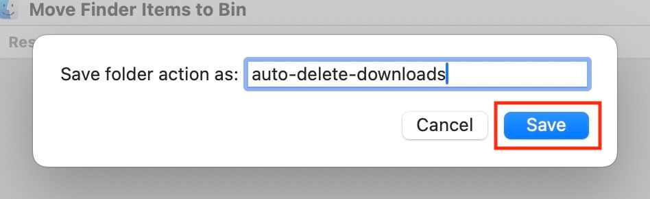 Saving a Folder Action workflow in Automator.