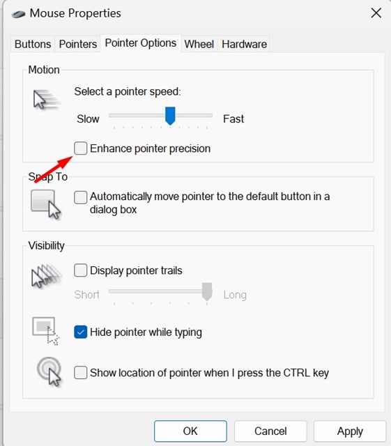 Enhance pointer precision