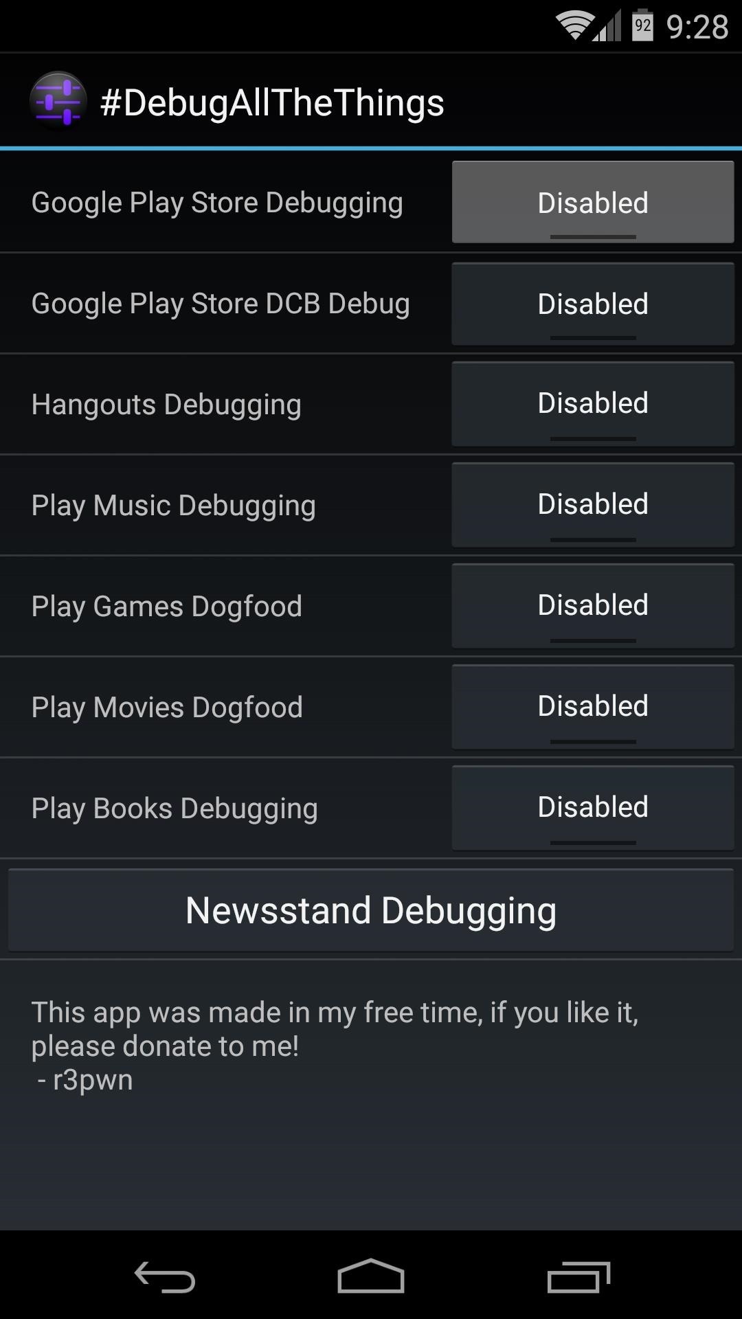 How to Enable the Hidden Debug Options for Select Google Apps on Your Nexus 5