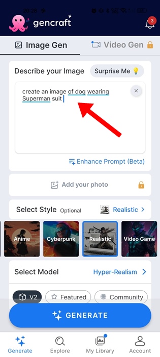 Enter the text prompt