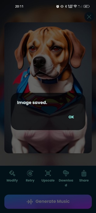 image will be instantly saved
