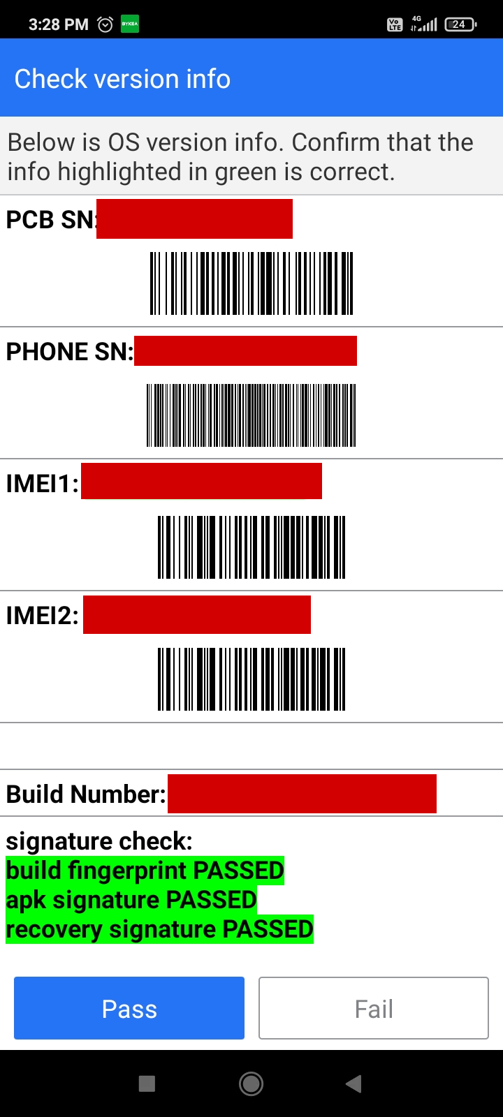 info Hardware info page revealing the IMEI numbers on Android.