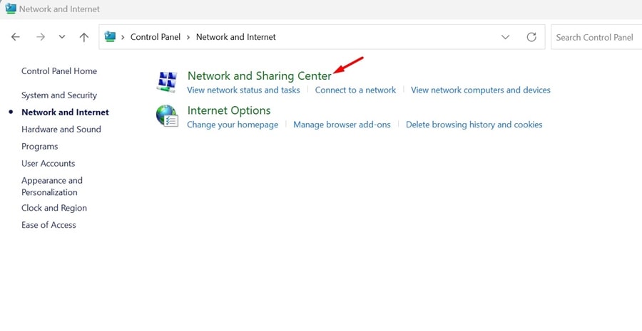 Network and Sharing Center