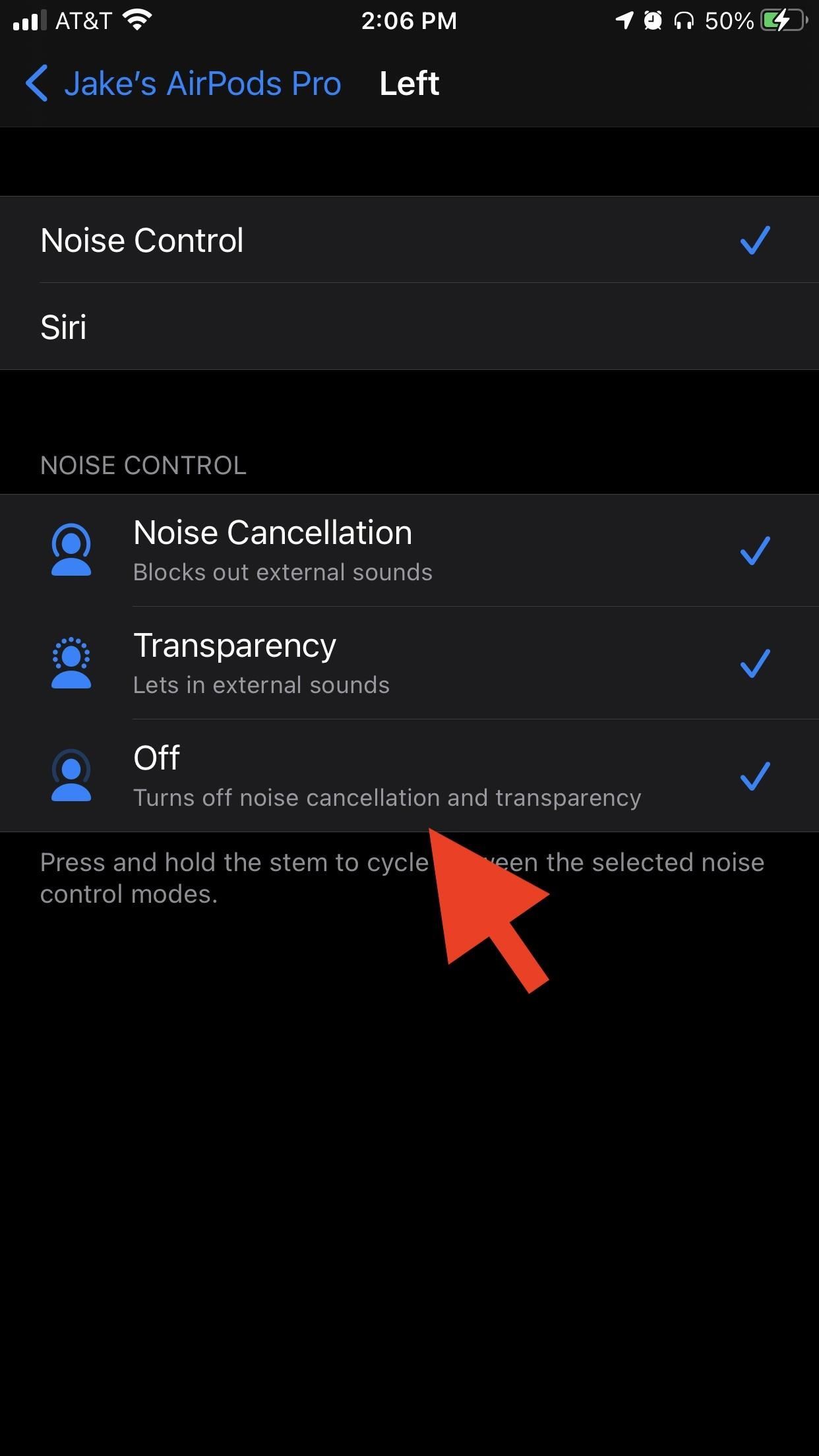 turn-transparency-noise-cancellation-off-using-airpods-pro-stem-w1456-2 How to Turn Transparency or Noise Cancellation Off Using the AirPods Pro Stem