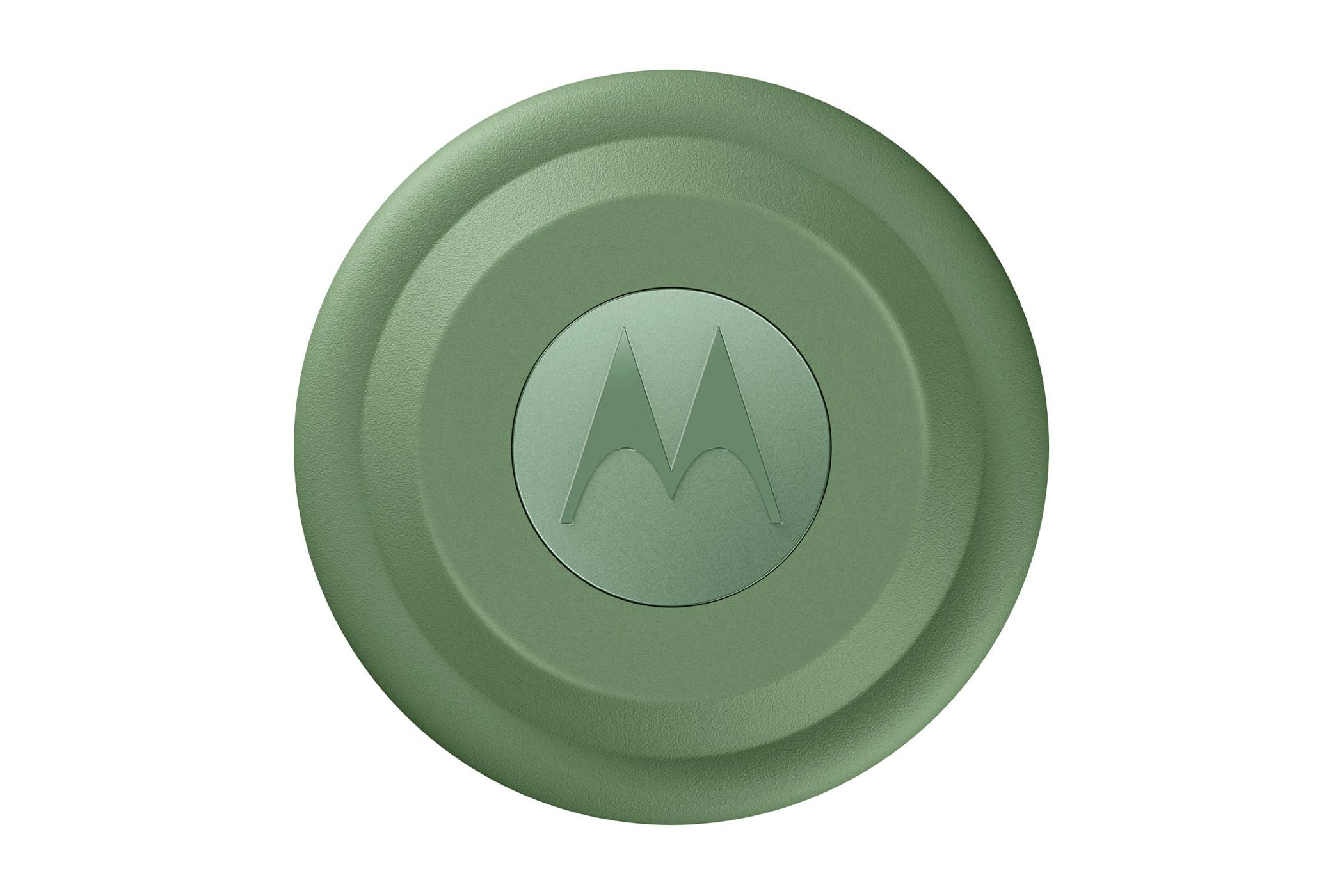 A closeup of the Moto Tag in green.