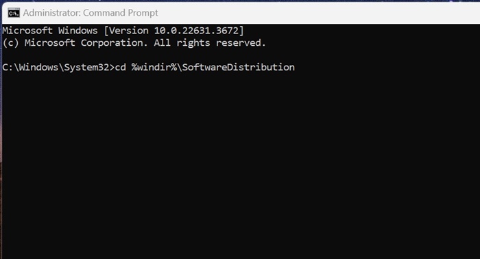 cd %windir%SoftwareDistribution