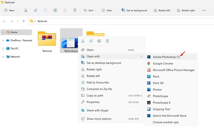 Open With > Photoshop