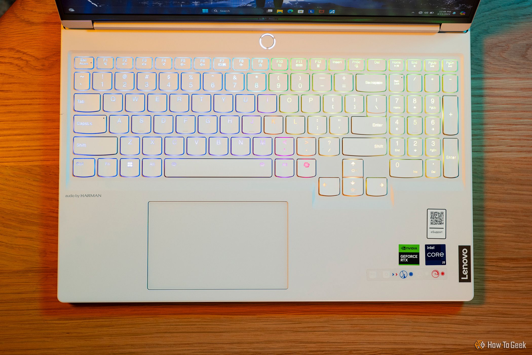The backlit keyboard on the Lenovo Legion 7i 16 Gen 9