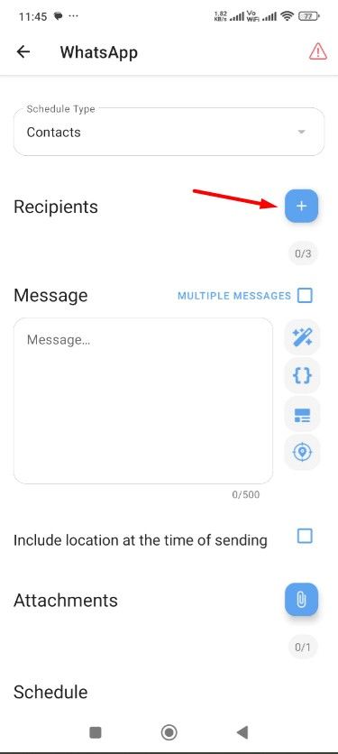 recipients-option-in-the-skedit-app Recipients option in the SKEDit app.