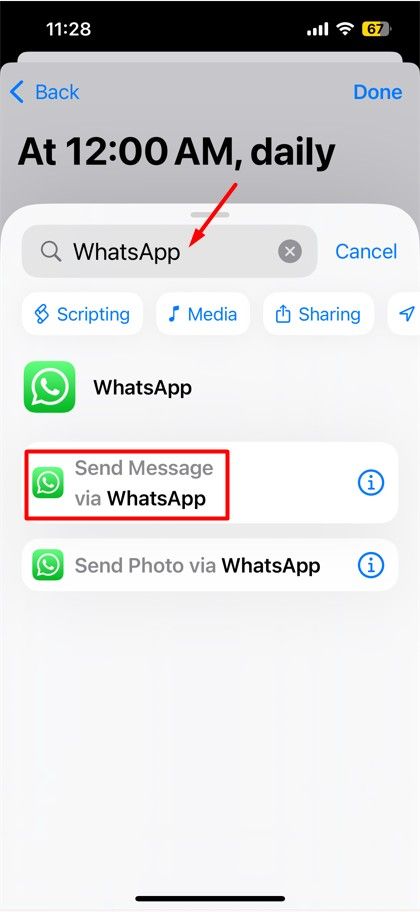 send-message-via-whatsapp-option-in-shortscut Send Message via WhatsApp option in Shortscut.