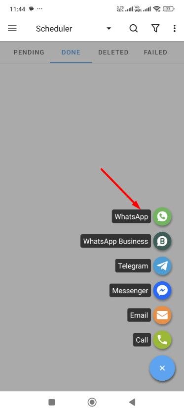 whatsapp-option-in-the-skedit-app WhatsApp option in the SKEDit app.