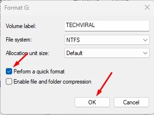 Perform a Quick Format
