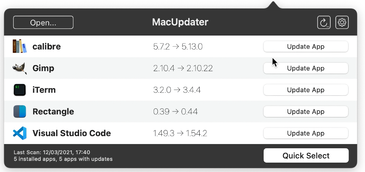 MacUpdater utility for MacOS.
