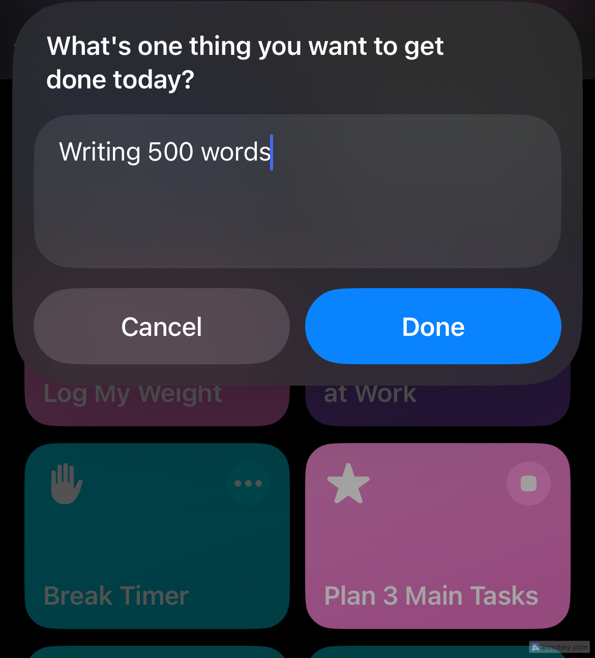 Plan 3 Main Tasks in Shortcuts.