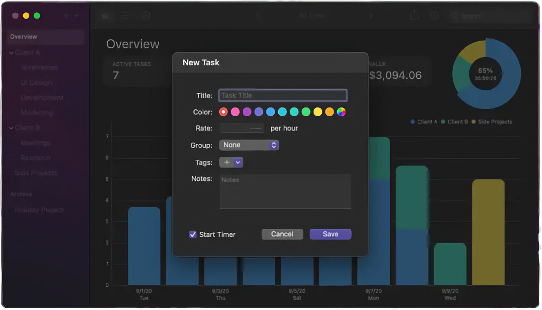 Tim time tracker for MacOS.