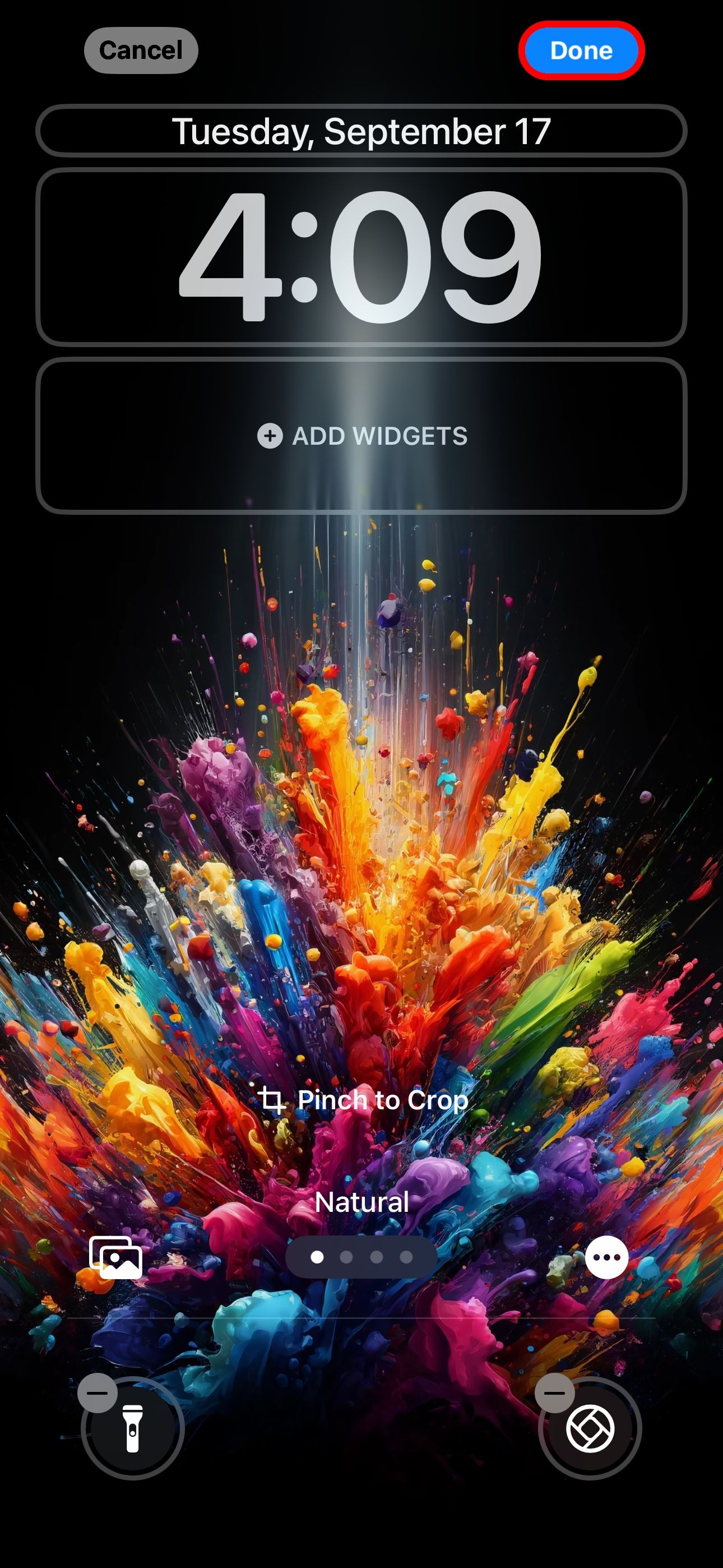 iPhone's lockscreen in editing mode with Halide Camera in place of the stock Camera shortcut.