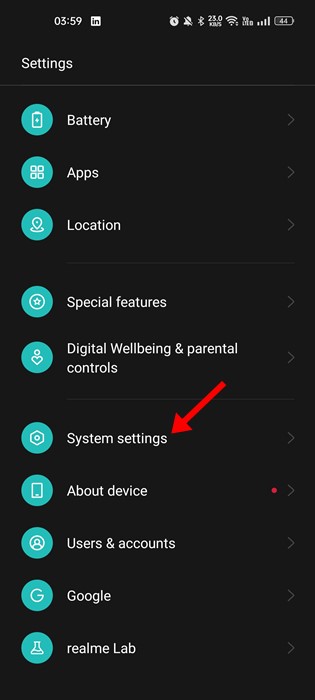 System settings