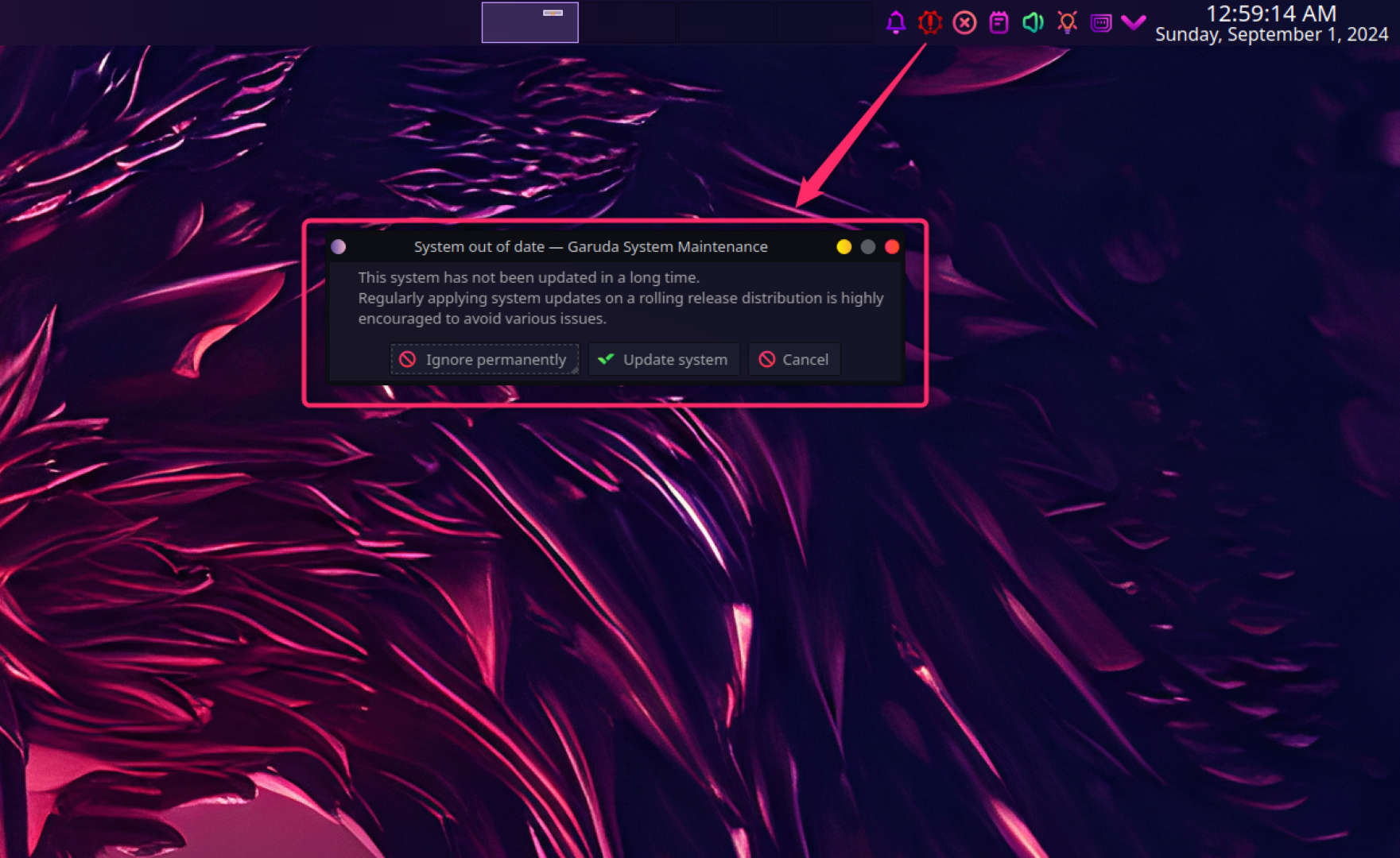 System Out of Date Warning