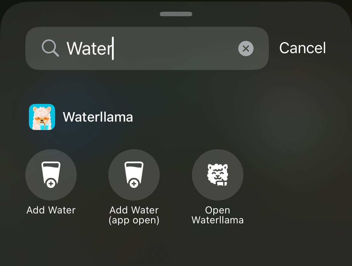 Waterllama's Control Center shortcuts.