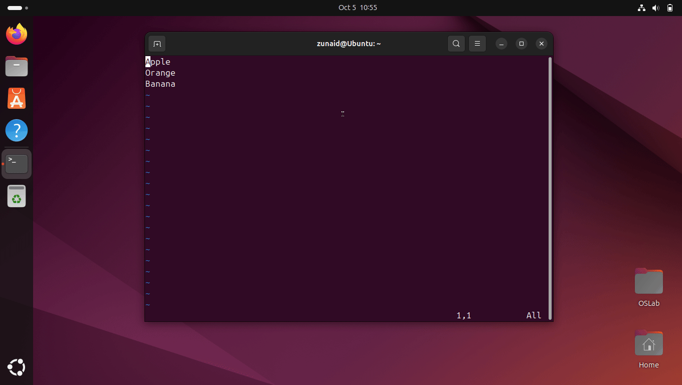 A demonstration of appending a semicolon to multiple lines in Vim's normal mode.