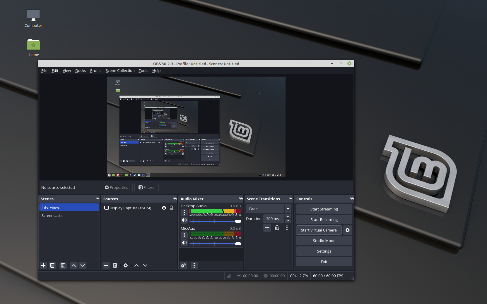 OBS Studio on desktop