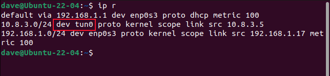 IP route using a private tunnel.