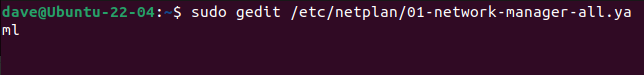 Editing the network manager config file on Ubuntu.