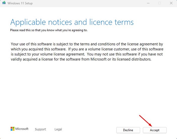 Accept the terms and conditions