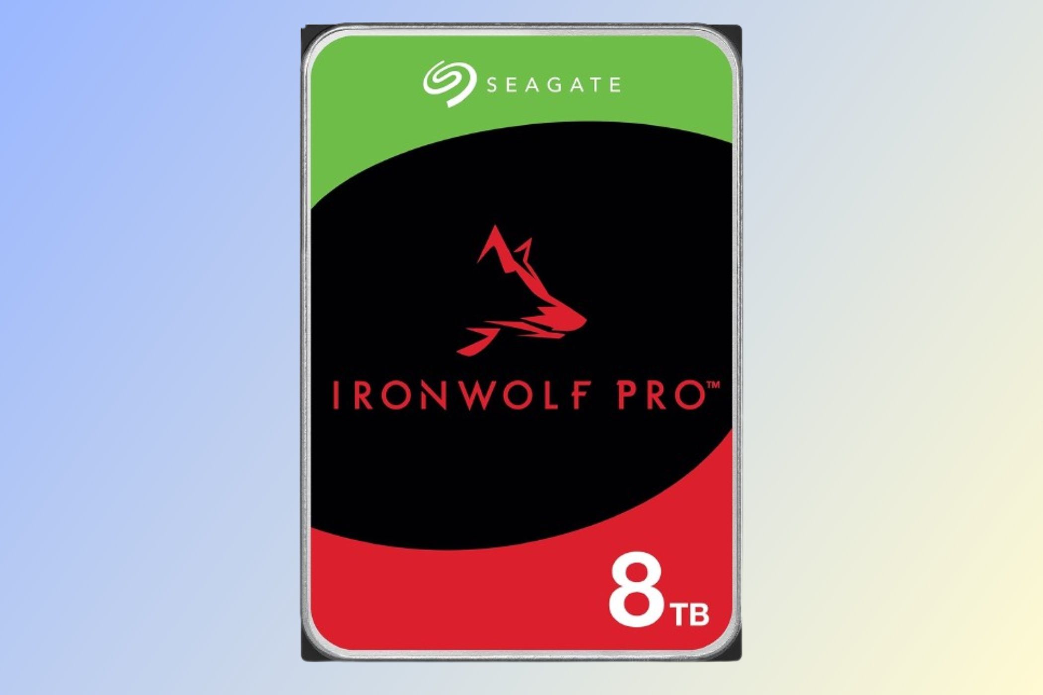 Seagate IronWolf Pro 8TB on a gradient background