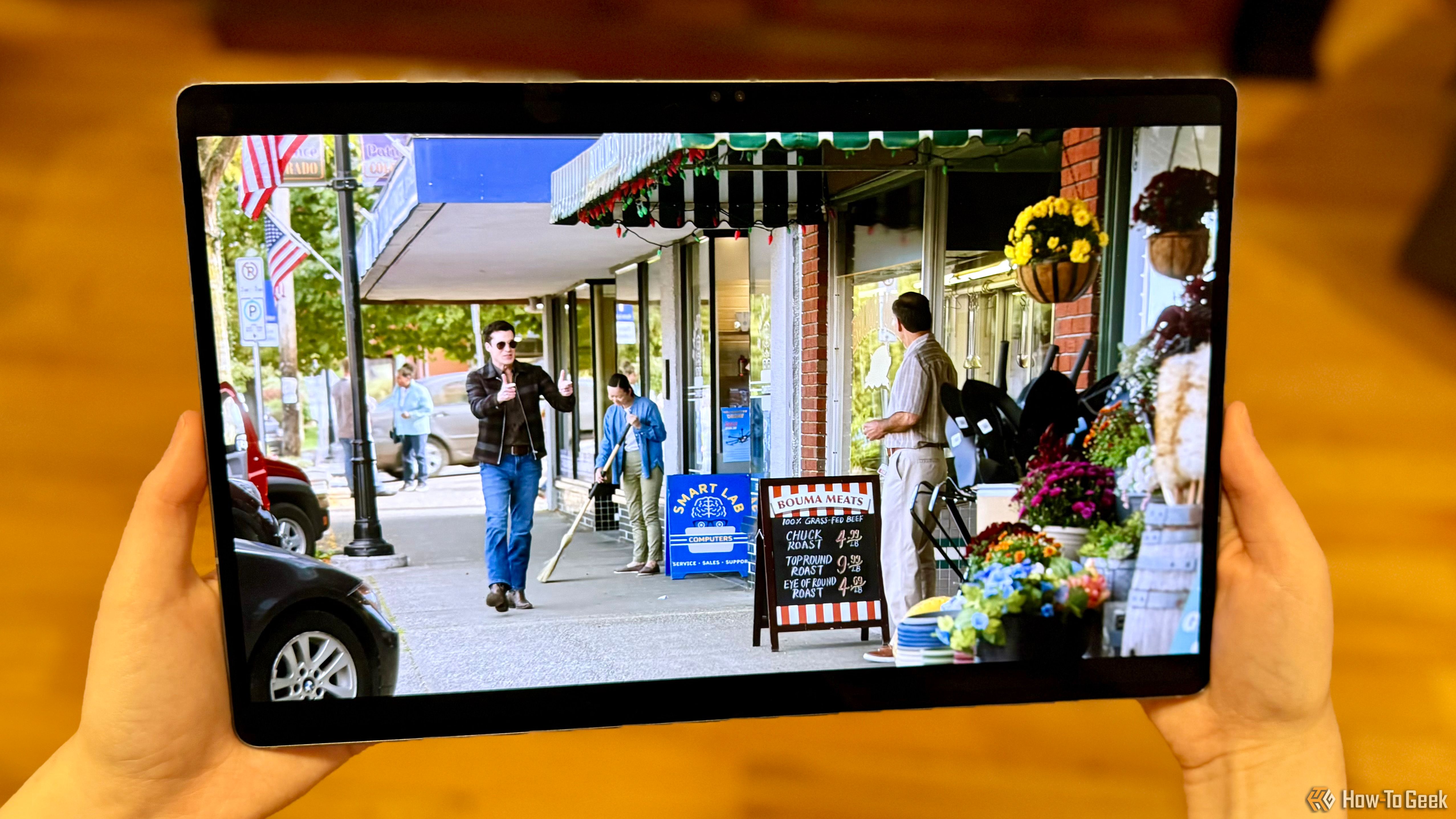 Samsung Galaxy Tab S10 Ultra playing an episode of Resident Alien on Netflix.