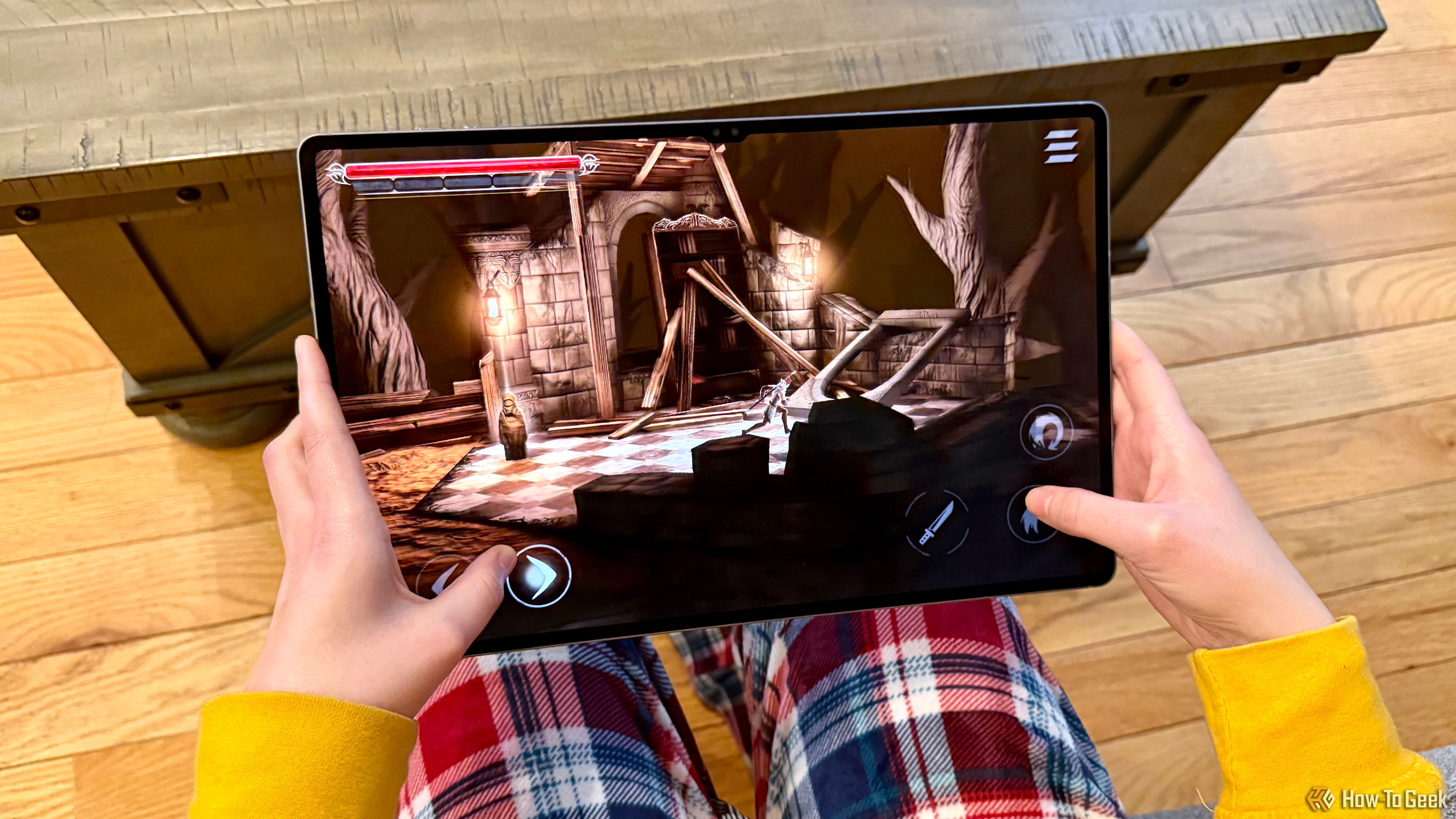 Playing Grimvalor on the Samsung Galaxy Tab S10 Ultra.