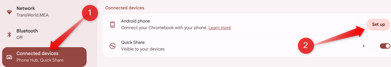 Linking Android phone to a Chromebook.