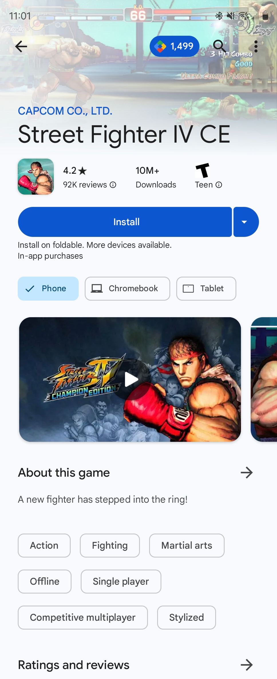 Street Fighter IV available for Android in the Play Store.