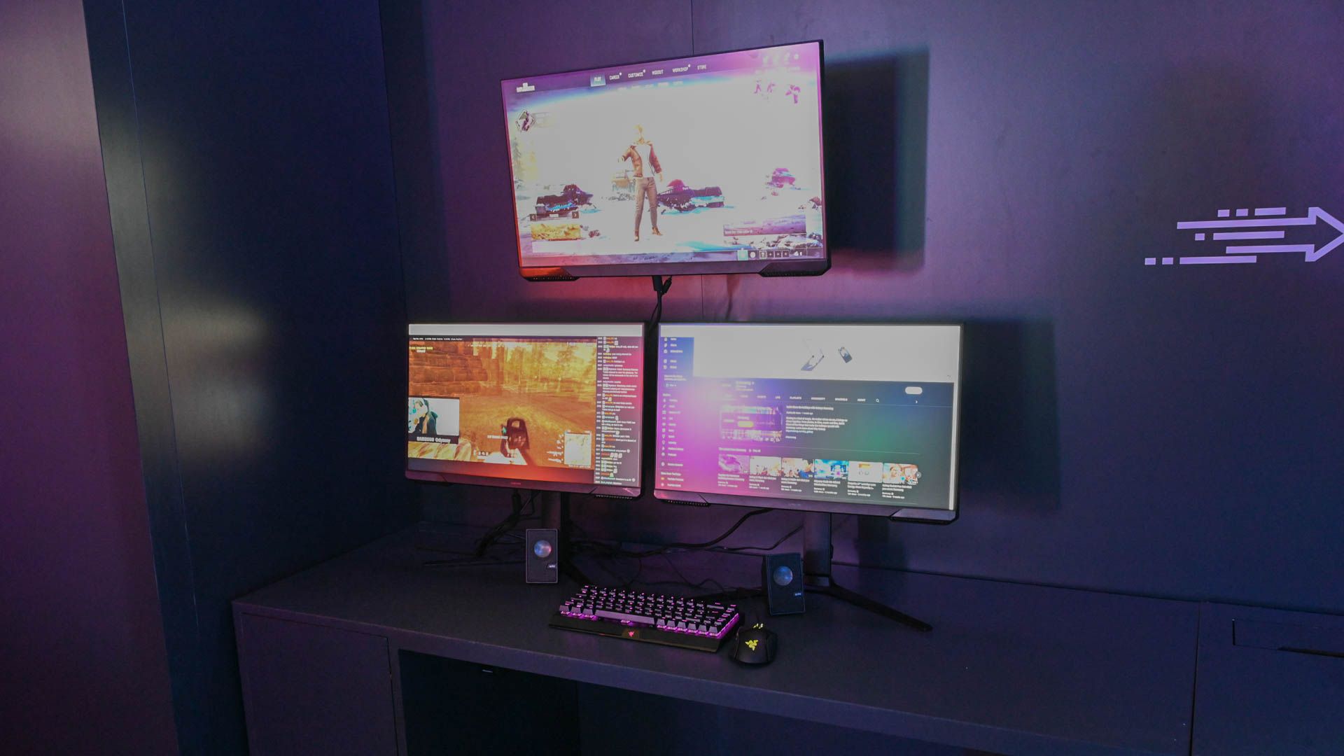 A Samsung Triple Monitor Setup at CES 2023.