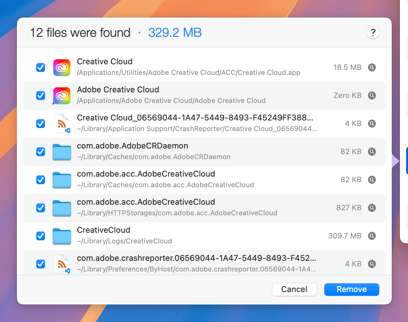 Adobe CreativeCloud launcher leftover files.