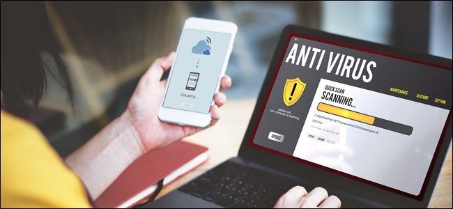Antivirus Seen on Laptop and Smartphone