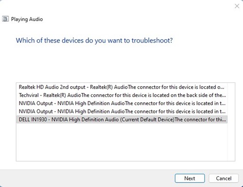 select your audio device