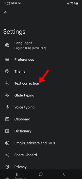 text correction