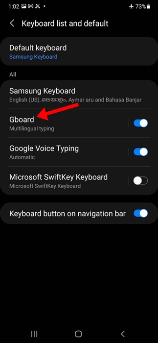 Gboard settings