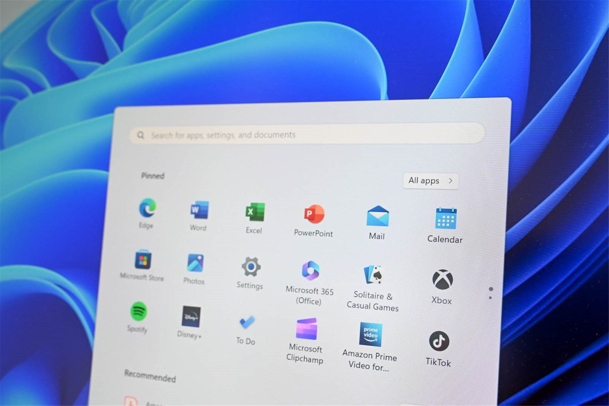 The Windows 11 Start menu.