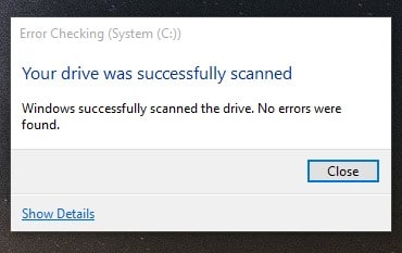 Click on the 'Close' button