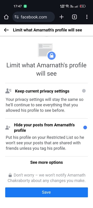 Limit what user will see