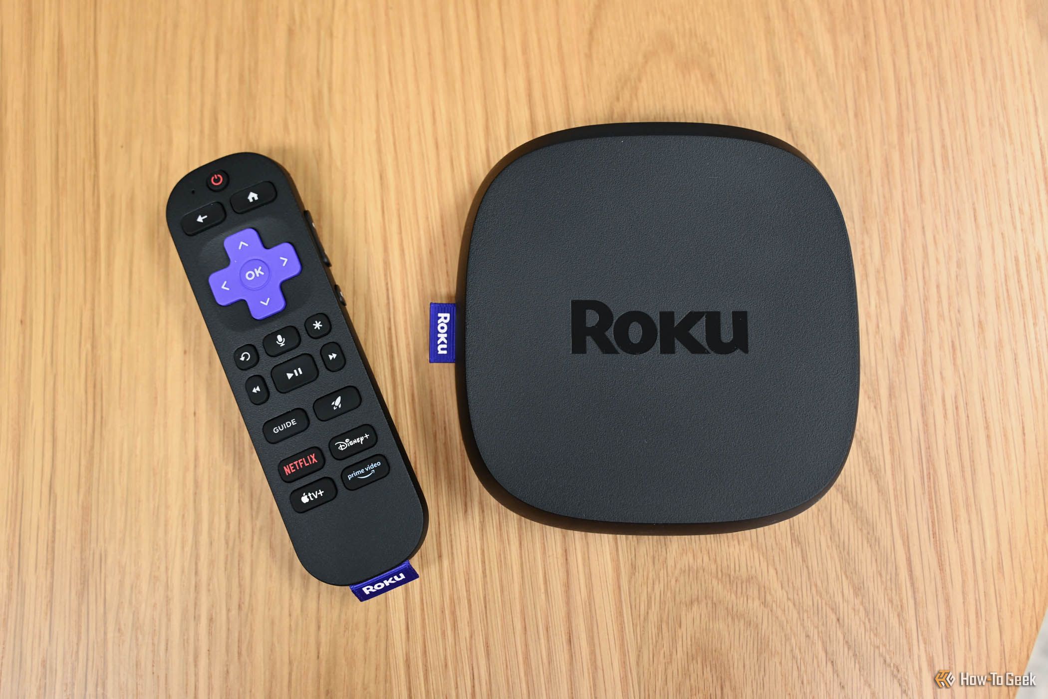 The Roku Ultra next to the Voice Remote Pro.