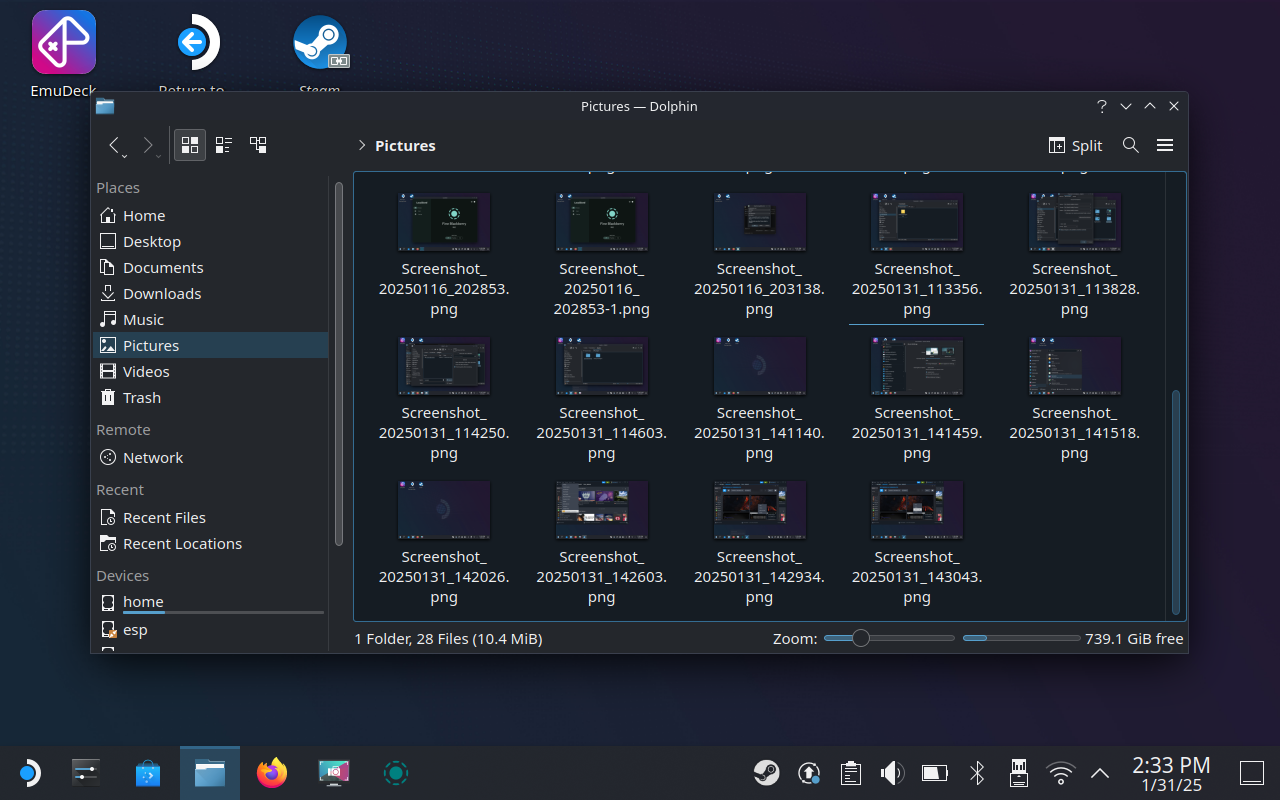 The SteamOS Pictures folder.