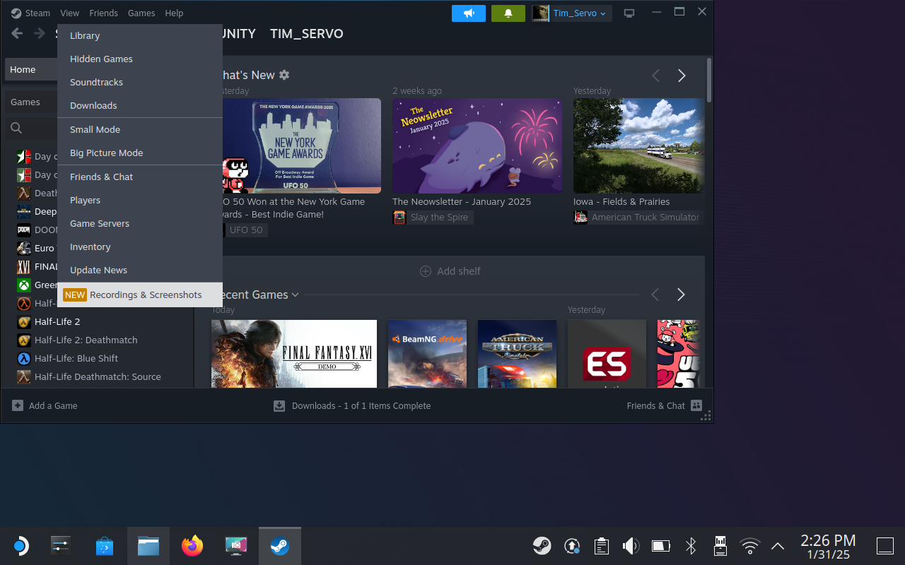 View Screenshots and Recordings in SteamOS.