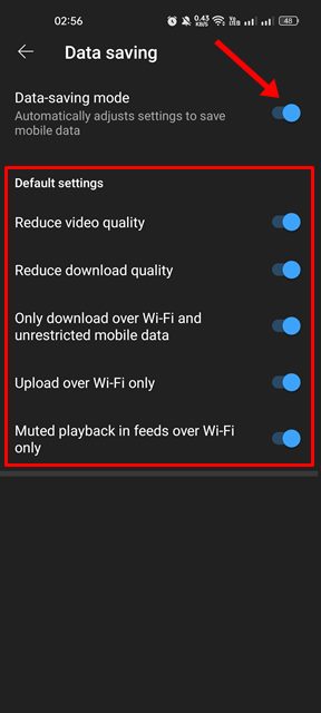 configure each option
