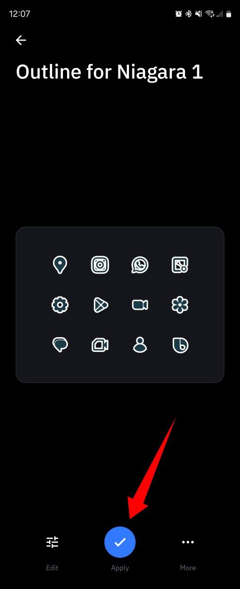 The apply button for a theme in Icon Pack Studio.